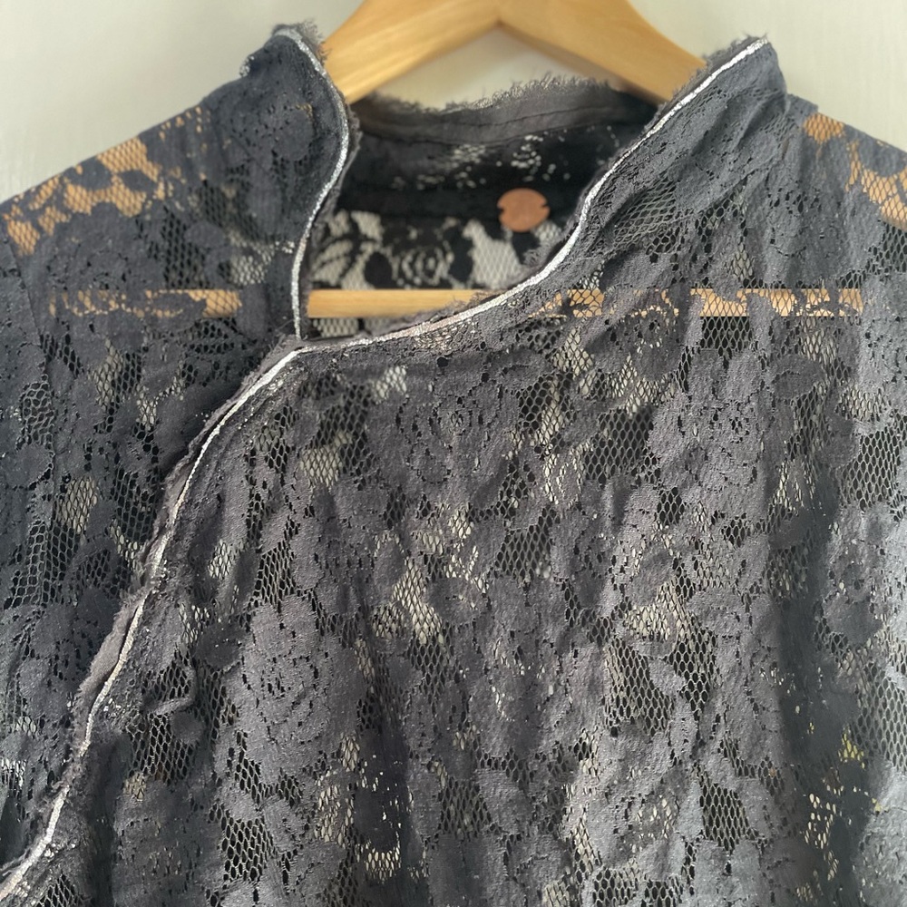 Free People Black Lace Top